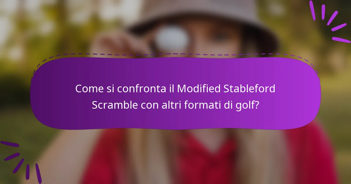 Come si confronta il Modified Stableford Scramble con altri formati di golf?