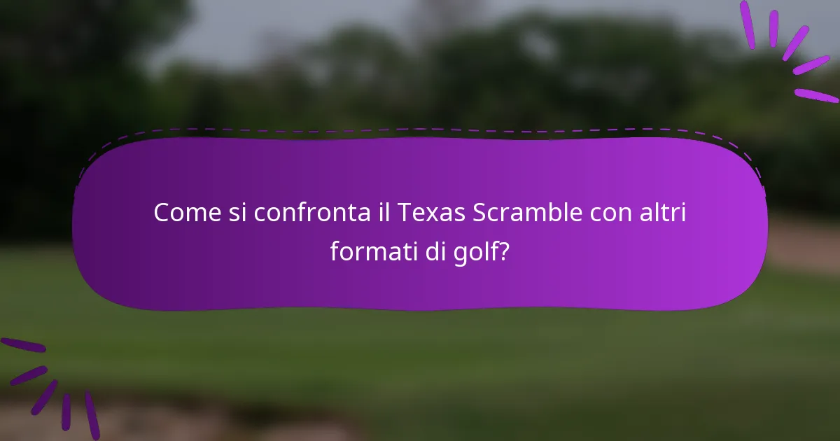 Come si confronta il Texas Scramble con altri formati di golf?