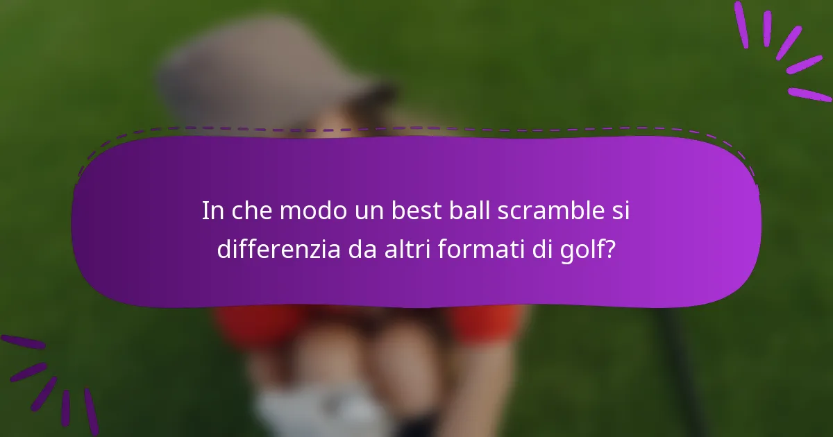 In che modo un best ball scramble si differenzia da altri formati di golf?